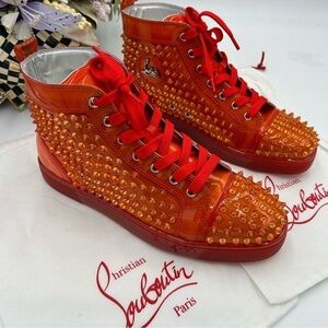 Men’s Christian Louboutin spike accent high top sneakers size 42 made in…
